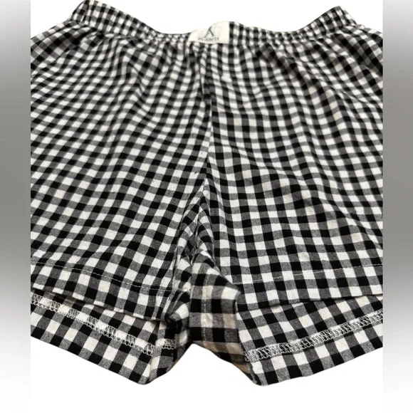 ANRABESS Women's Gingham Check Shorts Plaid Sleep & Lounge Black and White - Picture 7 of 16
